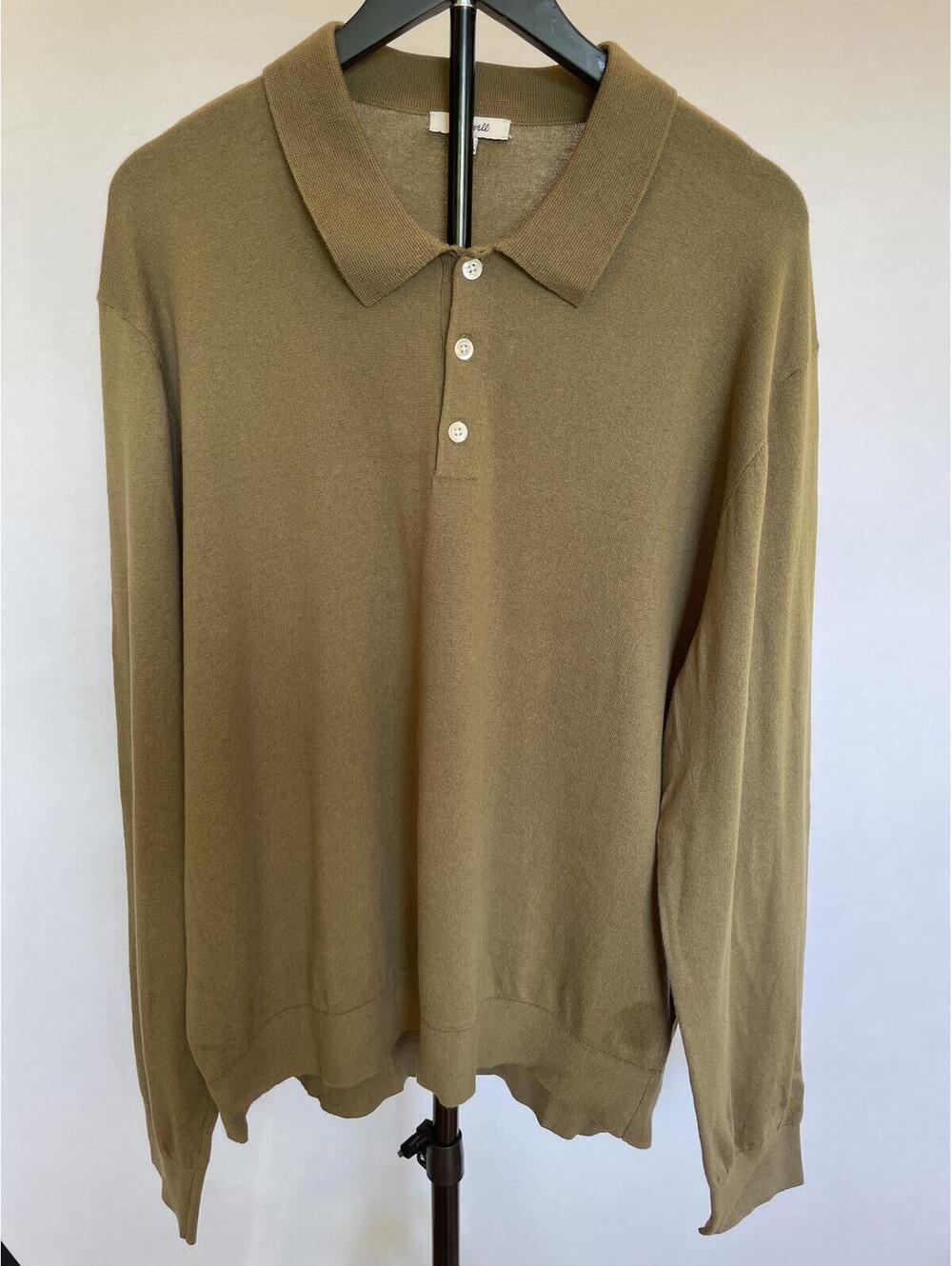 Madewell Men's Long Sleeve Sweater Polo Woodland Brown XL New With Tags